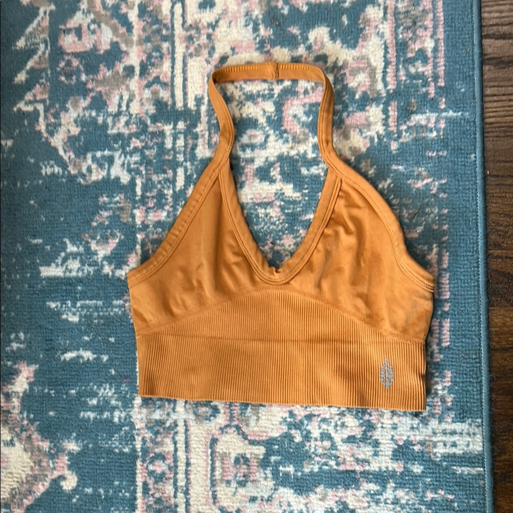 Free People Orange Halter Bralette with V-Neckline- Size M/L